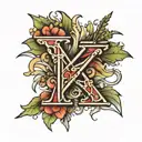 initials BK with 4 tally marks  tattoo design idea