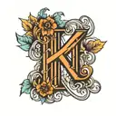 initials BK with 4 tally marks  tattoo design idea