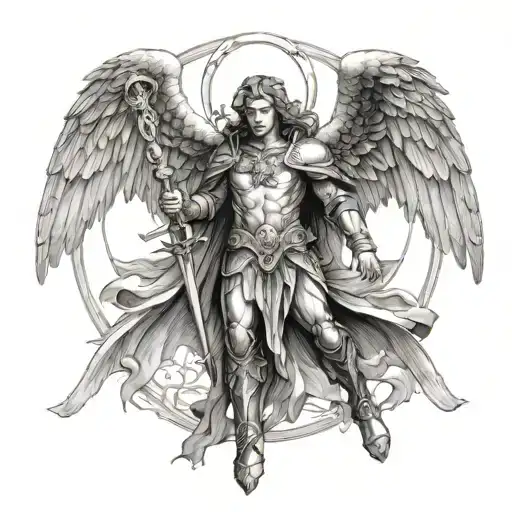 The Archangel Michael holy beautiful  tattoo design idea