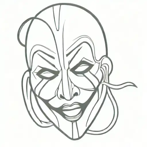 The mask from the movie "scream" talks on the phone with Alice from Wonderland tattoo design idea