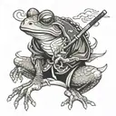 japan samurai frog smoking tattoo design idea