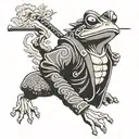 japan samurai frog smoking tattoo design idea
