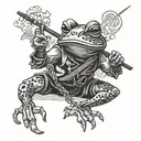 japan samurai frog smoking tattoo design idea