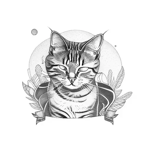 sleepy tabby cat tattoo design idea