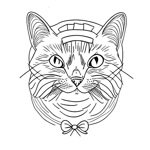 tabby cat being sleepy tattoo design idea
