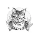 sleepy tabby cat tattoo design idea
