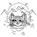 tabby cat being sleepy tattoo design idea
