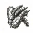 robot praying hands tattoo design idea