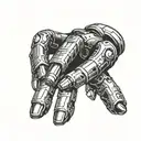 robot praying hands tattoo design idea