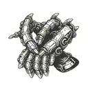 robot praying hands tattoo design idea