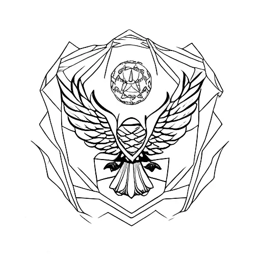 eagle outline unique pose  tattoo design idea