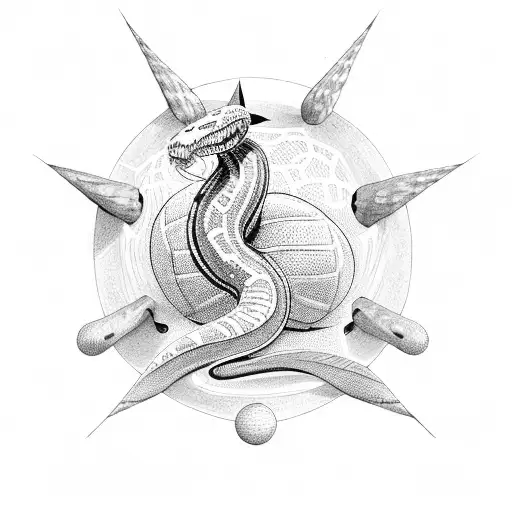 serpent mamba noir qui entoure un ballon de basket-ball tattoo design idea