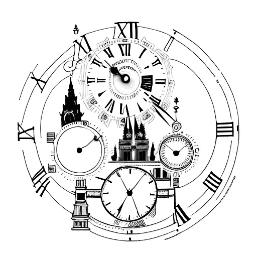 Clock AND VIENNA tattoo design idea