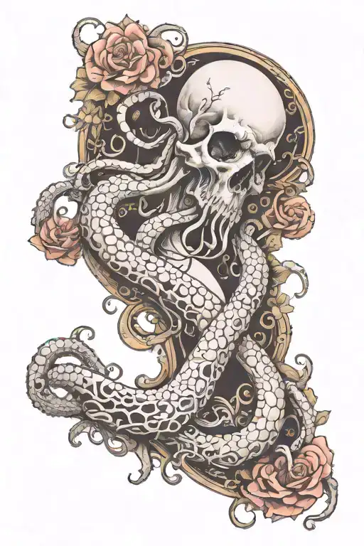 a slightly curved tattoo for the inner part of the right knee that has a girly but spooky vibe and maybe some tentacles tattoo design idea
