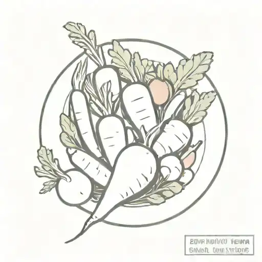 carrots and radishes in a salad bowl tattoo design idea