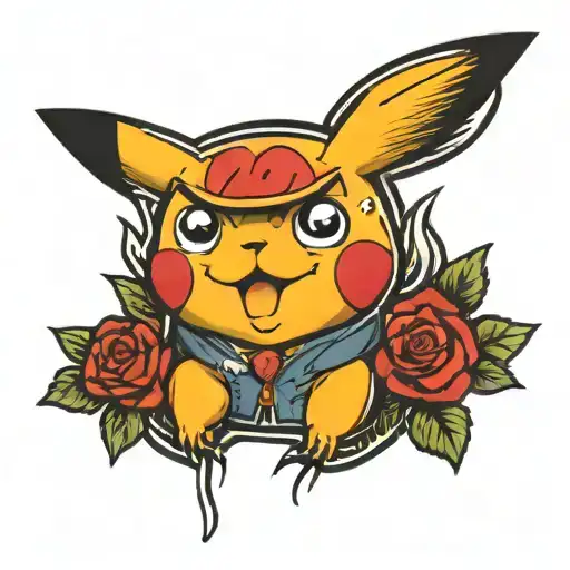 Gangster Pikachu tattoo design idea