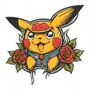 Gangster Pikachu tattoo design idea