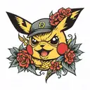 Gangster Pikachu tattoo design idea