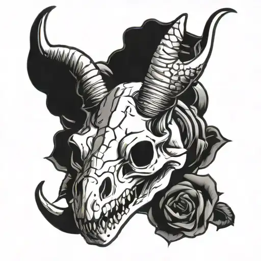 triceratops skull tattoo design idea