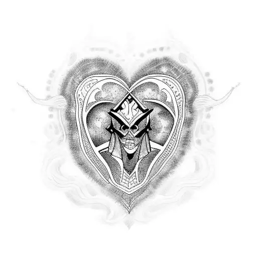 black cold heart baphamot  tattoo design idea