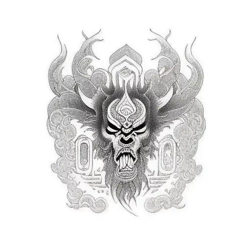 black cold heart baphamot  tattoo design idea