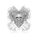 black cold heart baphamot  tattoo design idea
