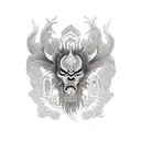 black cold heart baphamot  tattoo design idea