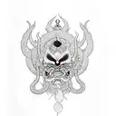 black cold heart baphamot  tattoo design idea