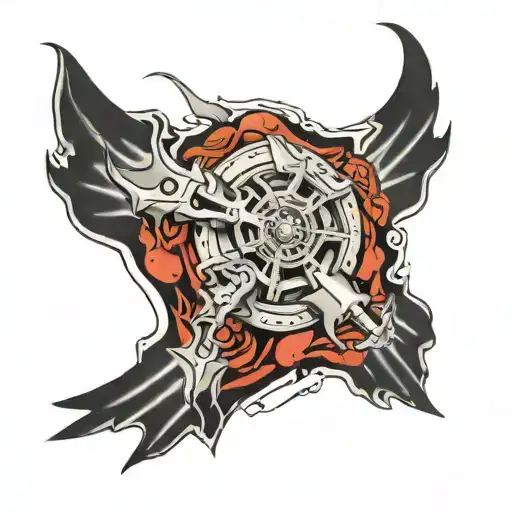 biomechanics torn skin deep cuts details shock absorber tattoo design idea