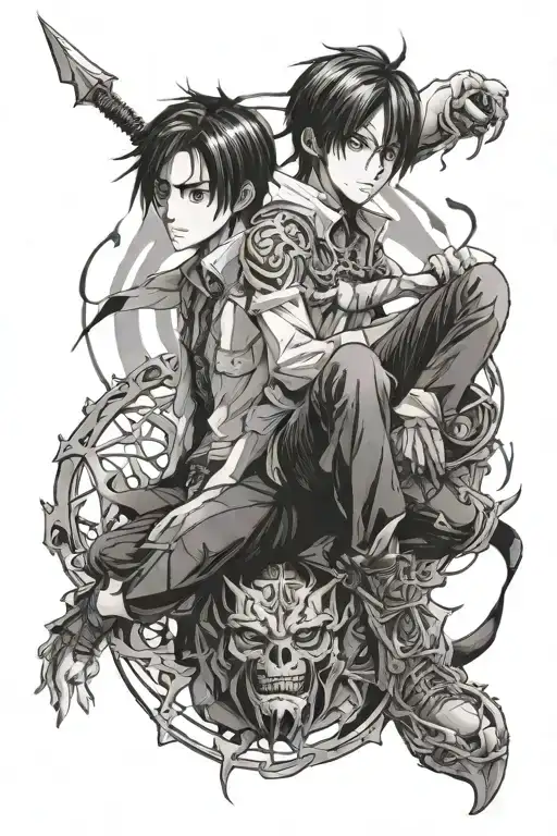 eren Yeager and meliodas tattoo design idea