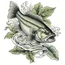 bass and pond fish swimming tattoo design idea
