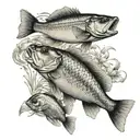 bass and pond fish swimming tattoo design idea