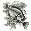 bass and pond fish swimming tattoo design idea