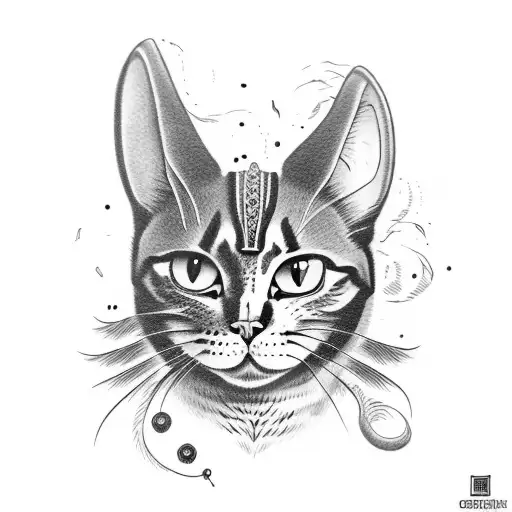 cowboy cat  tattoo design idea