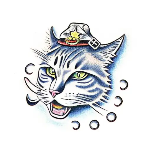 cowboy cat  tattoo design idea