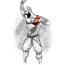 A tattoo of Kratos from God of War bouldering up a mountain tattoo design idea