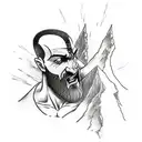 A tattoo of Kratos from God of War bouldering up a mountain tattoo design idea