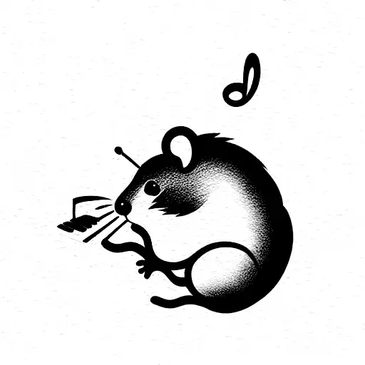 cute Hamster doing music tattoo design idea