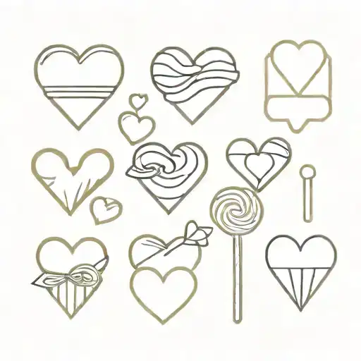 an assortment of heart candies  tattoo design idea