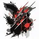 thunder,  wave, three-pronged spear tattoo design idea