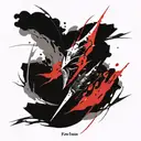 thunder,  wave, three-pronged spear tattoo design idea