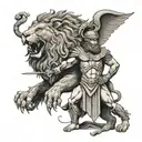 A Greek warrior with a lion companion, representing bravery and loyalty in battle tattoo design idea