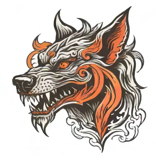 Demonic wolf head tattoo design idea