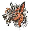Demonic wolf head tattoo design idea