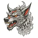 Demonic wolf head tattoo design idea