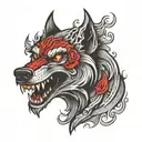 Demonic wolf head tattoo design idea