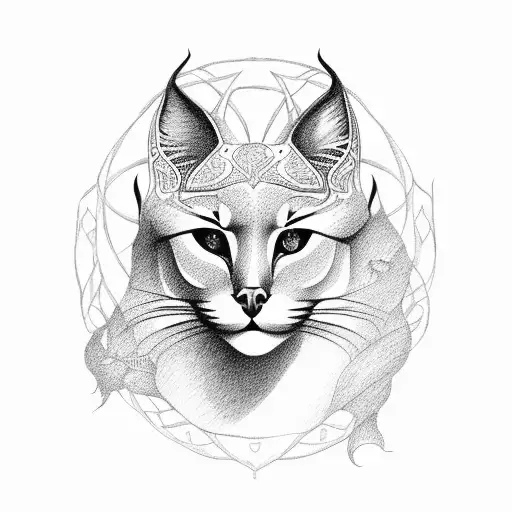 Caracal Middle Eastern  tattoo design idea