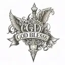 god bless tatto design with letter bold   tattoo design idea
