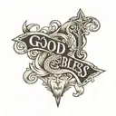 god bless tatto design with letter bold   tattoo design idea