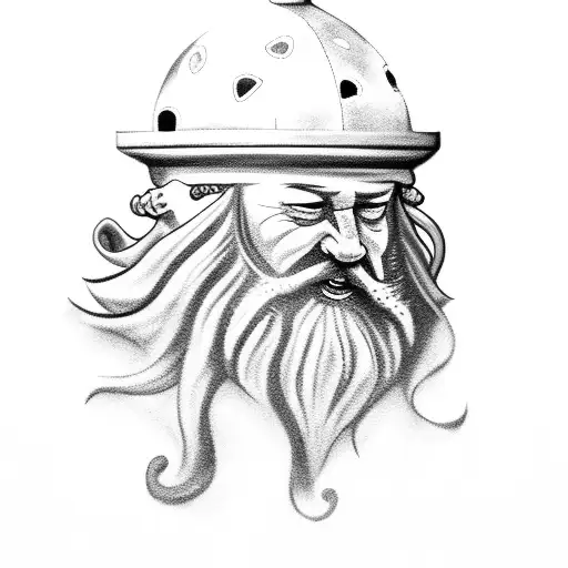 realistic king Neptune with lighthouse tattoo design idea